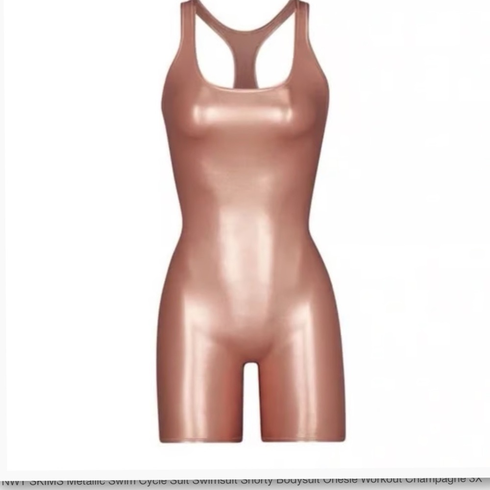 SKIMS Metallic Swim Cycle Suit Bodysuit Onesie